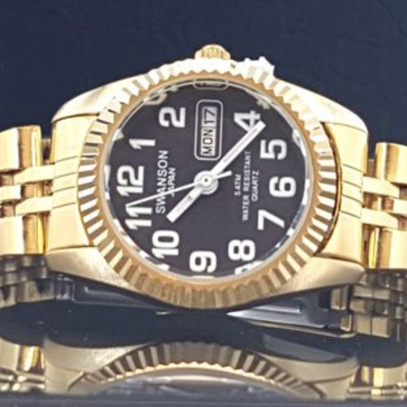 Swanson Accessories Swanson Japan Womens Watch Day Date Black Dial